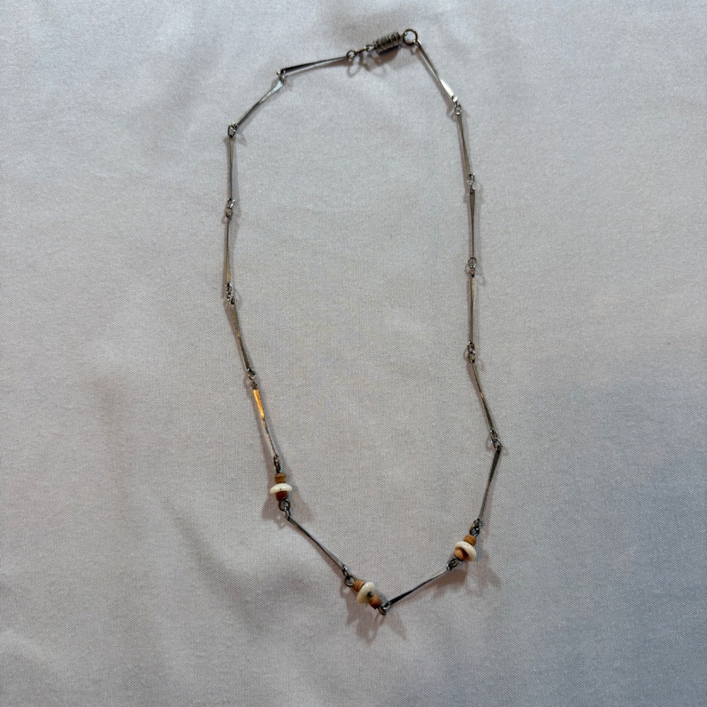 Unbranded Bar Link Necklace 18" Silver Tone Magnetic Clasp Boho Minimalist